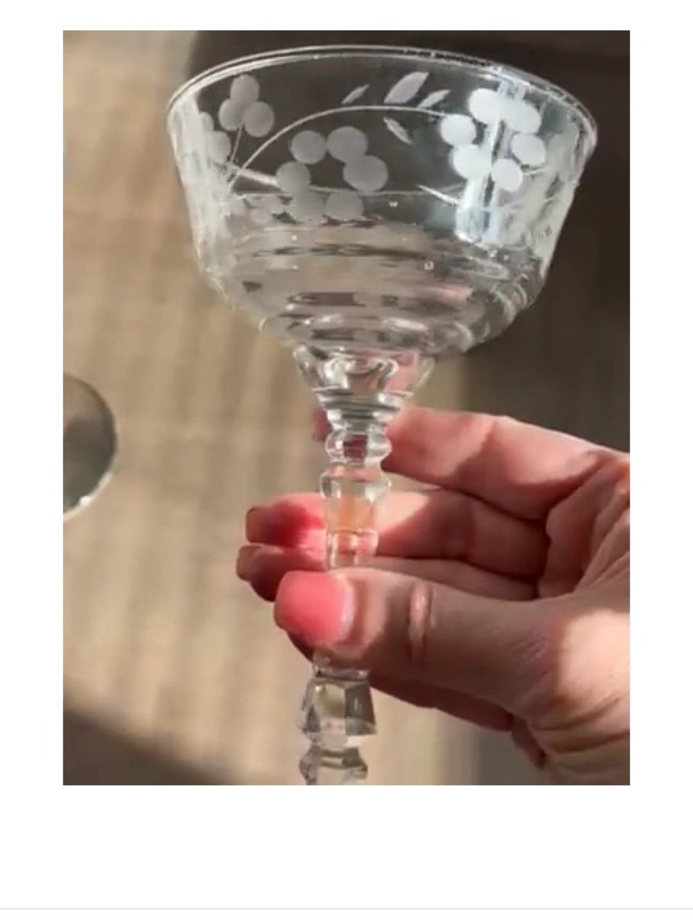 Libbey Rock Sharpe Berkley Floral Coupe Champagne Glasses - Clear Crystal - Picture 2 of 6